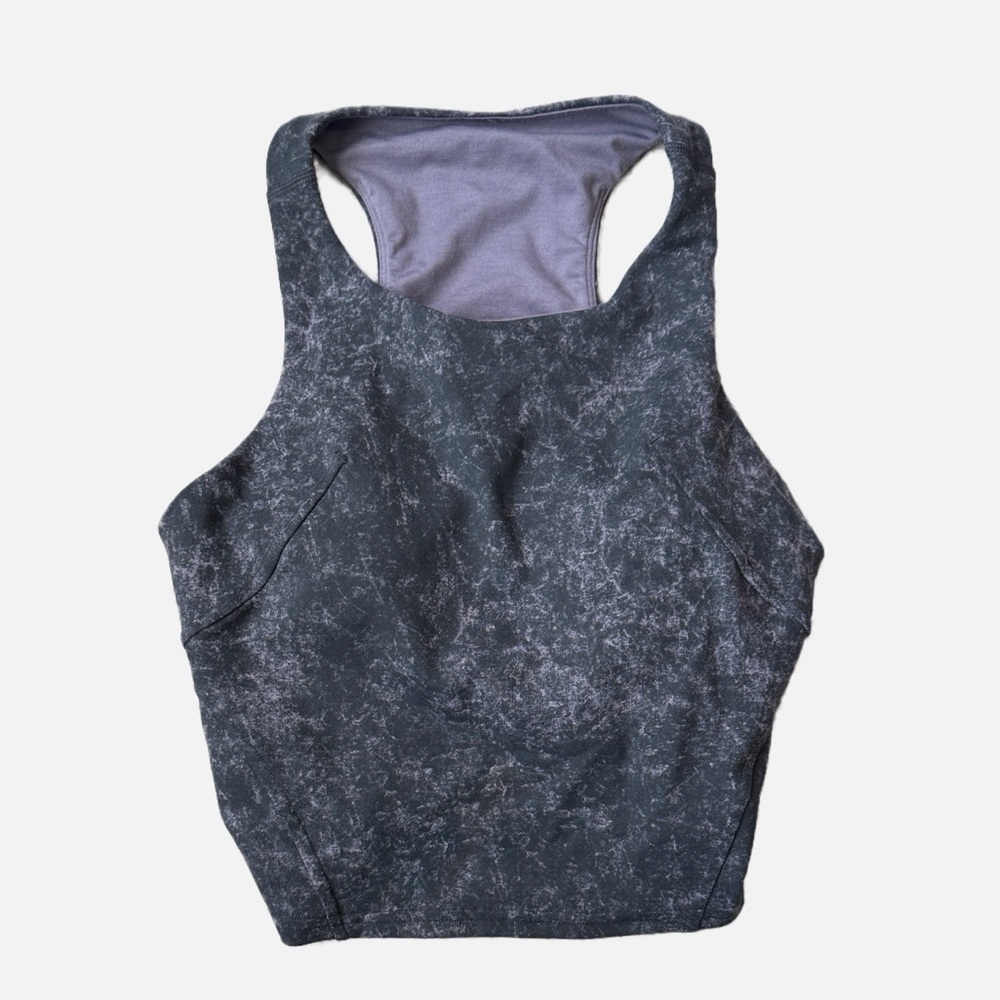 Lululemon Invigorate Padded Training Tank Top Woman's Size 6 Denim Wash Print